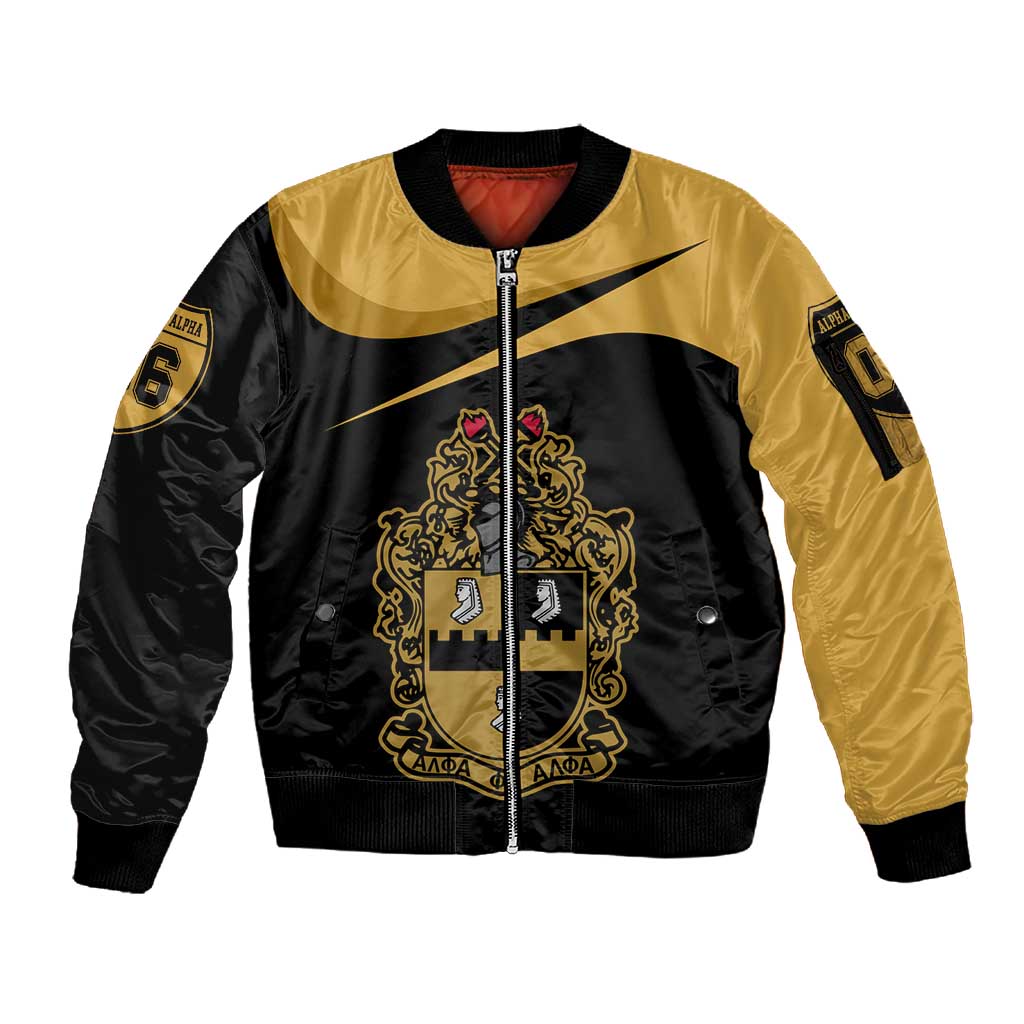 Alpha Phi Alpha Fraternity Sleeve Zip Bomber Jacket Curve Design For Fraternity Pride