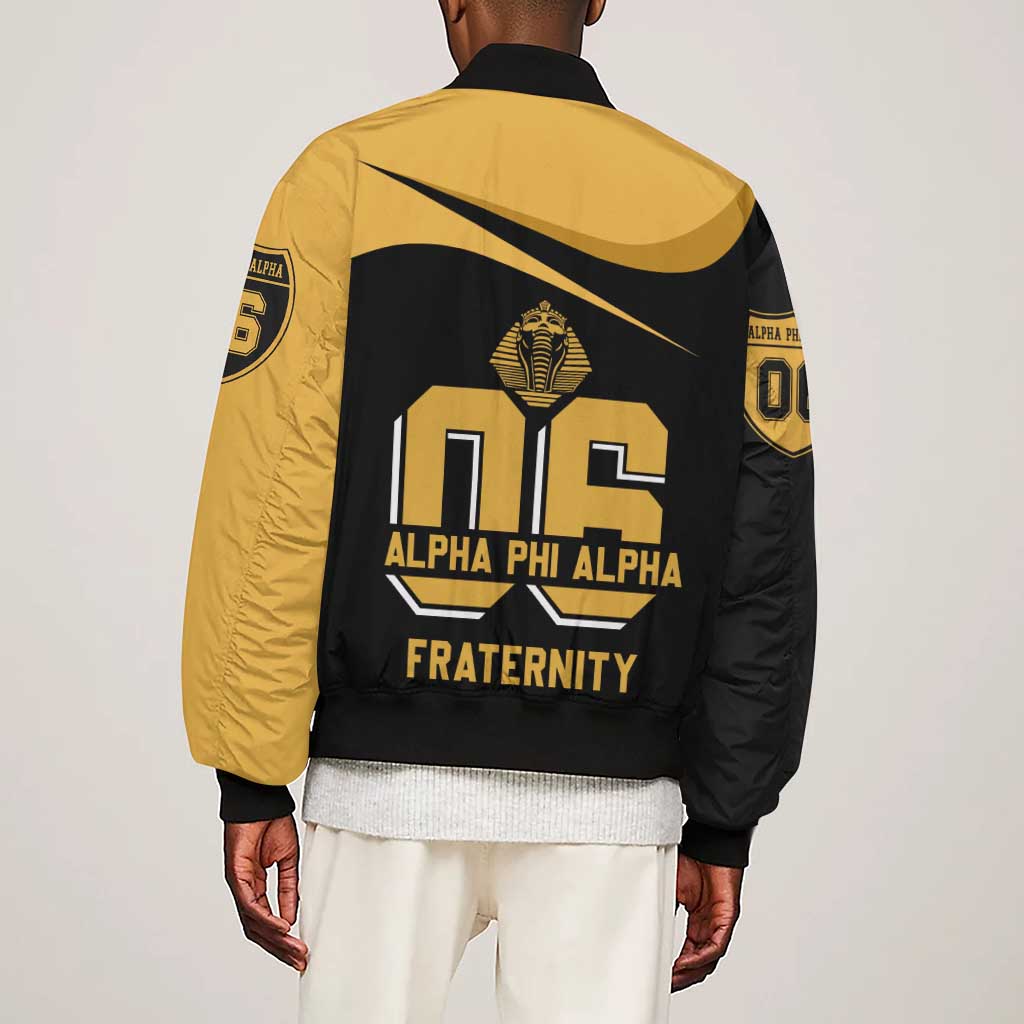 Alpha Phi Alpha Fraternity Sleeve Zip Bomber Jacket Curve Design For Fraternity Pride
