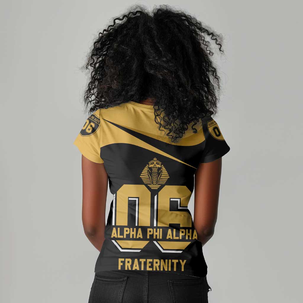 Alpha Phi Alpha Fraternity Women V-Neck T-Shirt Curve Design For Fraternity Pride