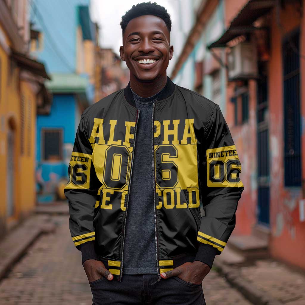 Ice Cold 06 Alpha Phi Alpha With Diamond Accents Bomber Jacket