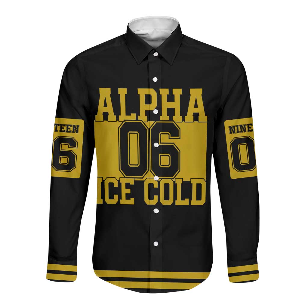Ice Cold 06 Alpha Phi Alpha With Diamond Accents Long Sleeve Button Shirt