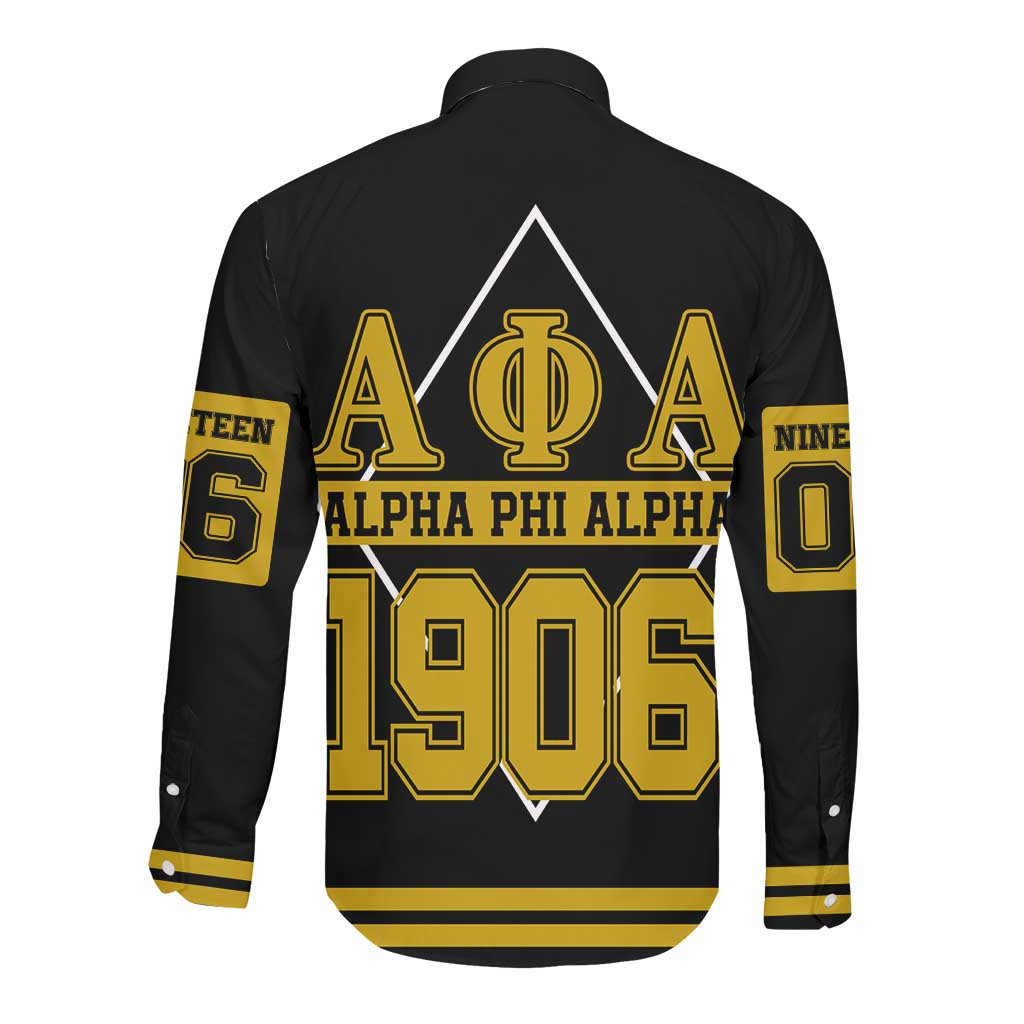 Ice Cold 06 Alpha Phi Alpha With Diamond Accents Long Sleeve Button Shirt