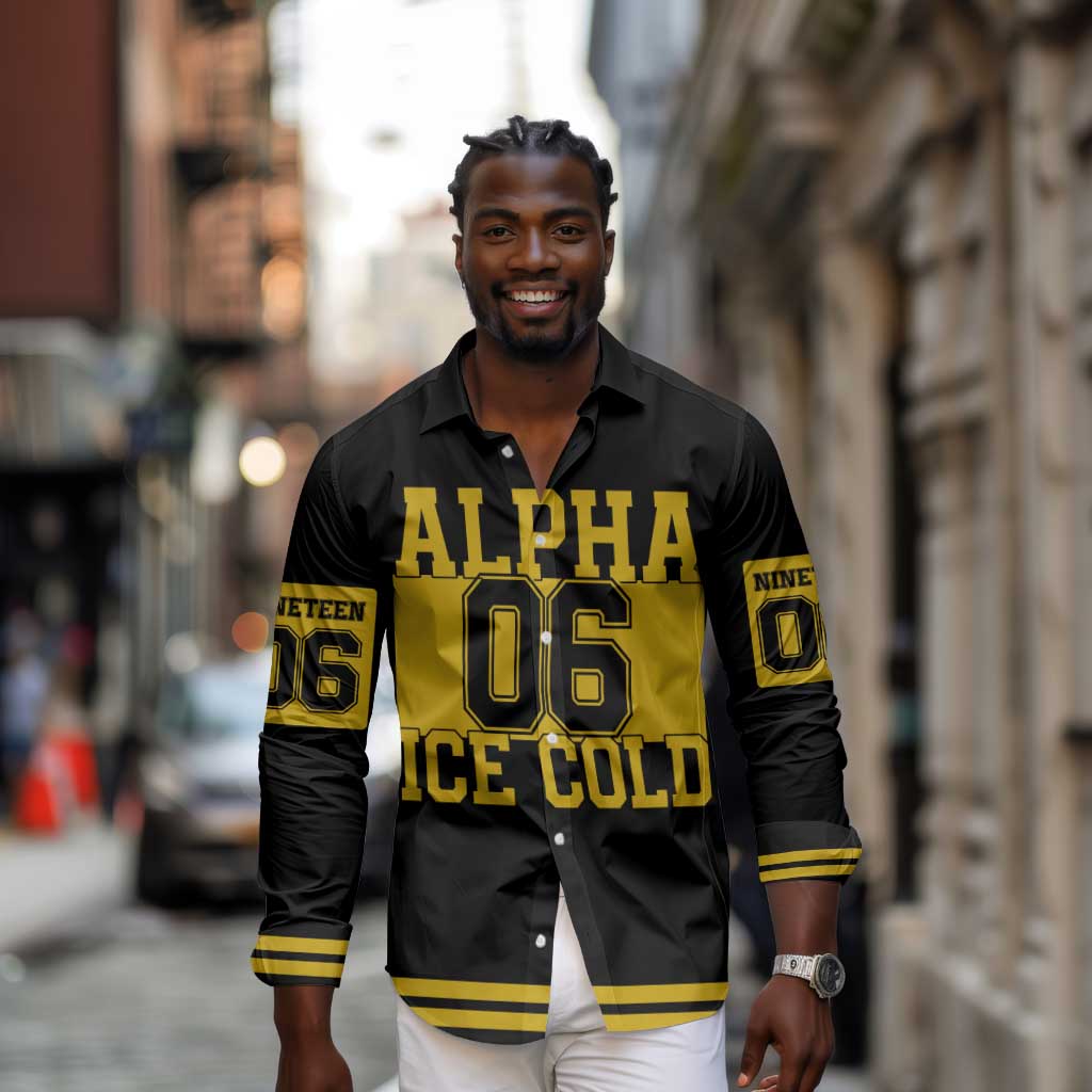 Ice Cold 06 Alpha Phi Alpha With Diamond Accents Long Sleeve Button Shirt