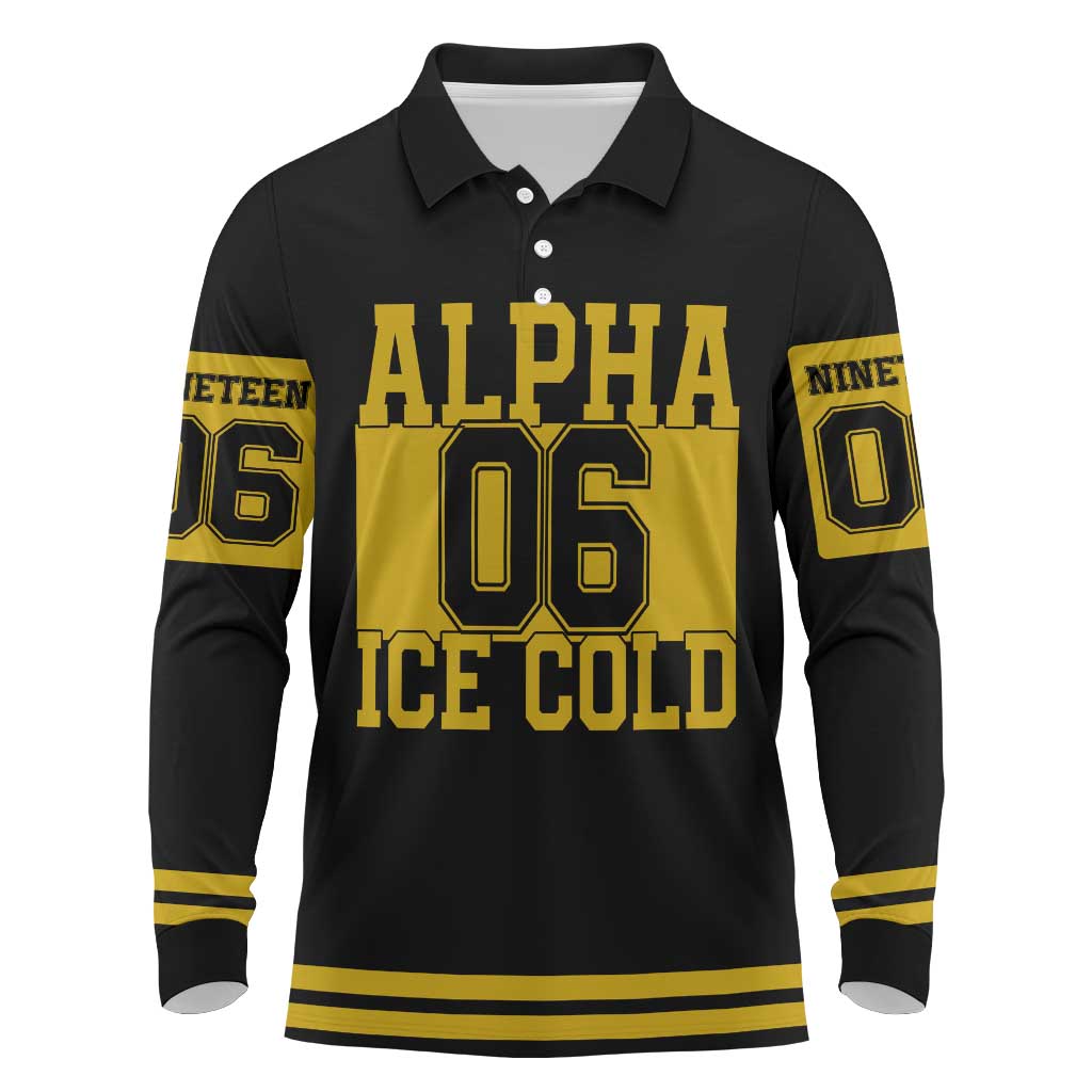 Ice Cold 06 Alpha Phi Alpha With Diamond Accents Long Sleeve Polo Shirt