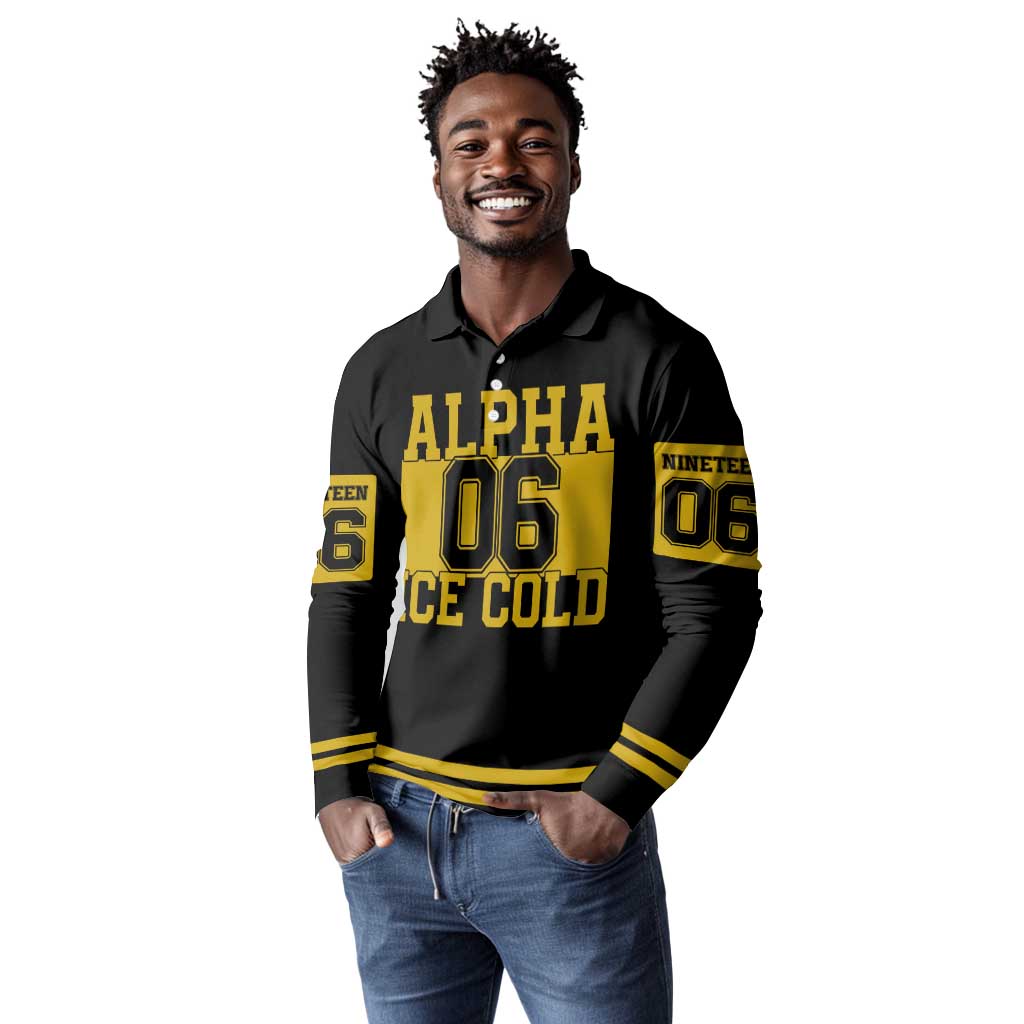 Ice Cold 06 Alpha Phi Alpha With Diamond Accents Long Sleeve Polo Shirt