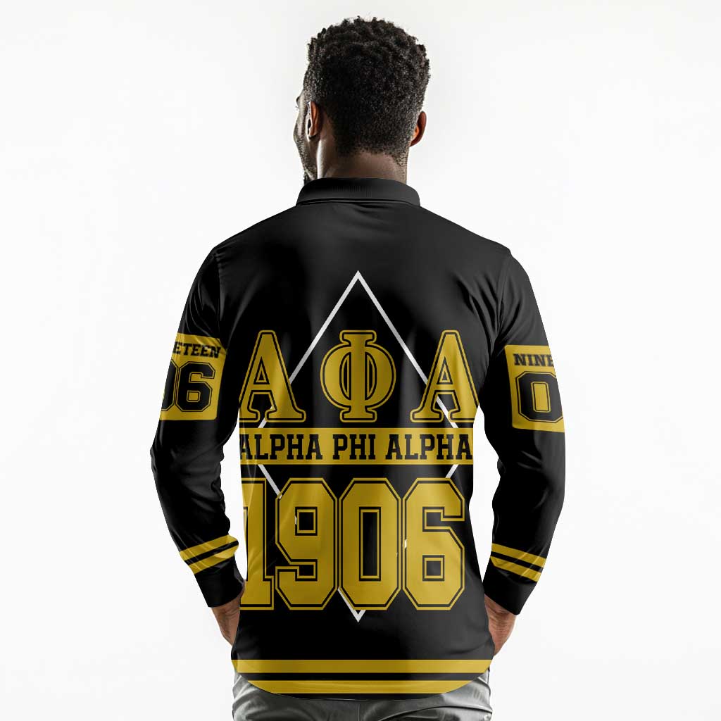 Ice Cold 06 Alpha Phi Alpha With Diamond Accents Long Sleeve Polo Shirt