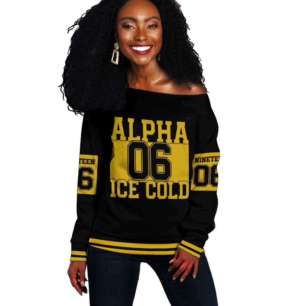 Ice Cold 06 Alpha Phi Alpha With Diamond Accents Off Shoulder Sweater
