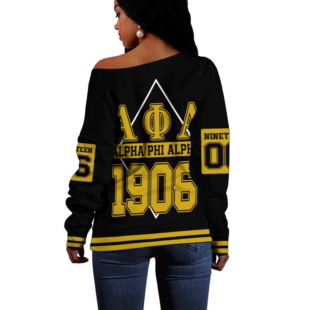 Ice Cold 06 Alpha Phi Alpha With Diamond Accents Off Shoulder Sweater