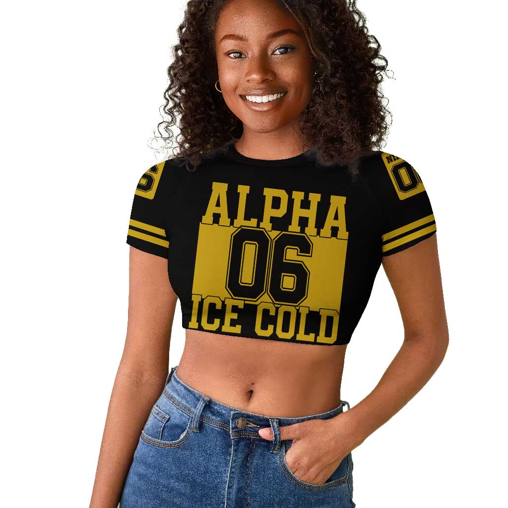Ice Cold 06 Alpha Phi Alpha With Diamond Accents Raglan Cropped T shirt