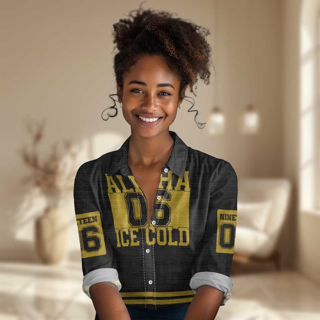 Ice Cold 06 Alpha Phi Alpha With Diamond Accents Women Casual Shirt