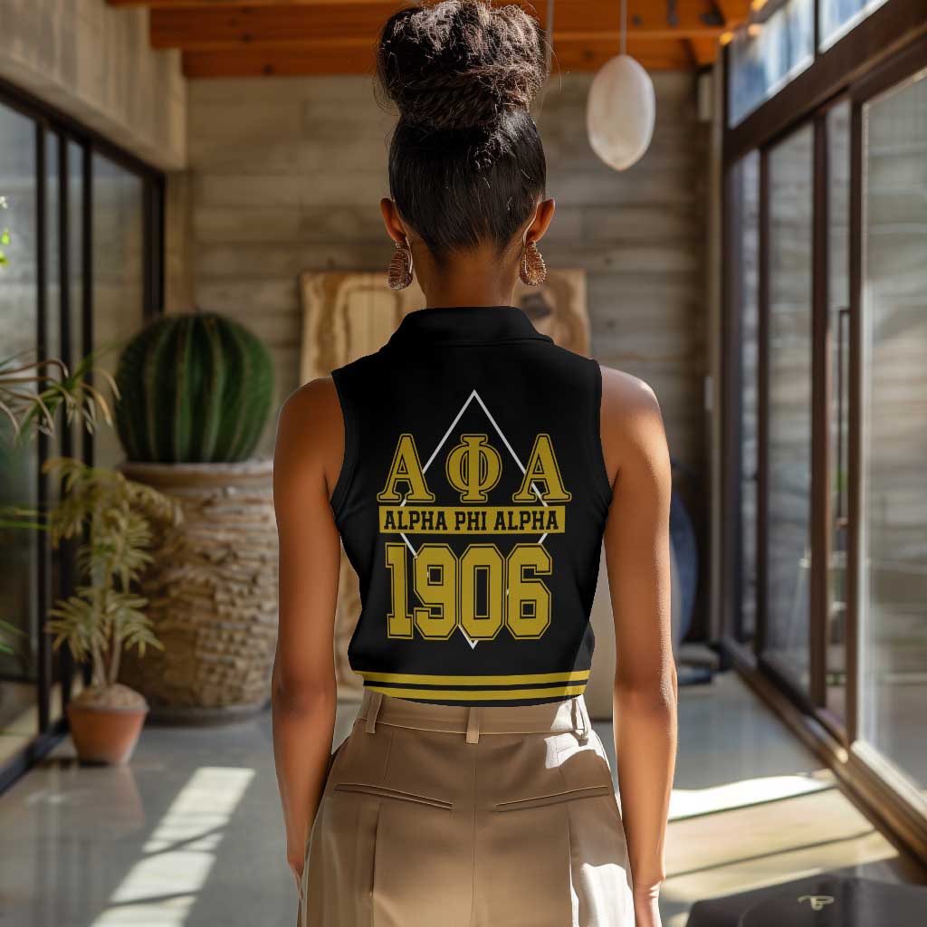 Ice Cold 06 Alpha Phi Alpha With Diamond Accents Women Sleeveless Polo Shirt