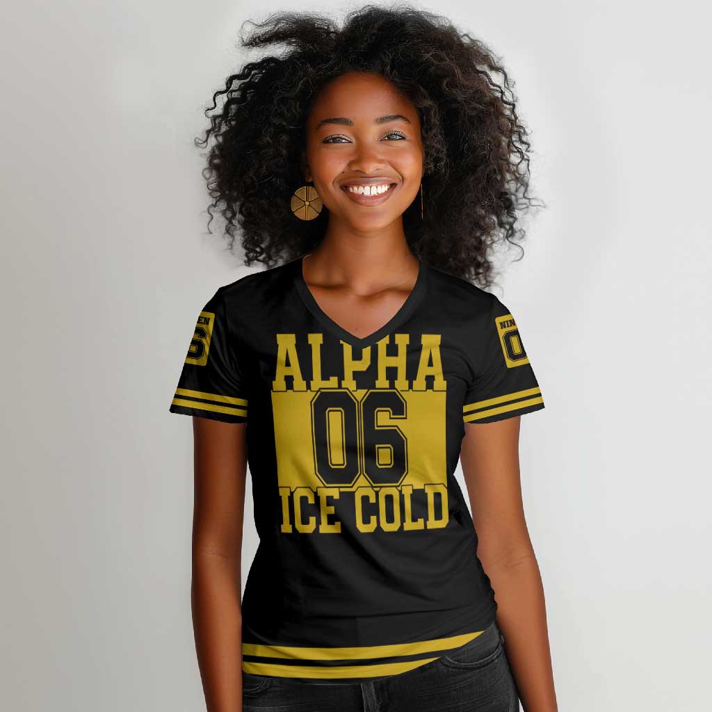 Ice Cold 06 Alpha Phi Alpha With Diamond Accents Women V-Neck T-Shirt
