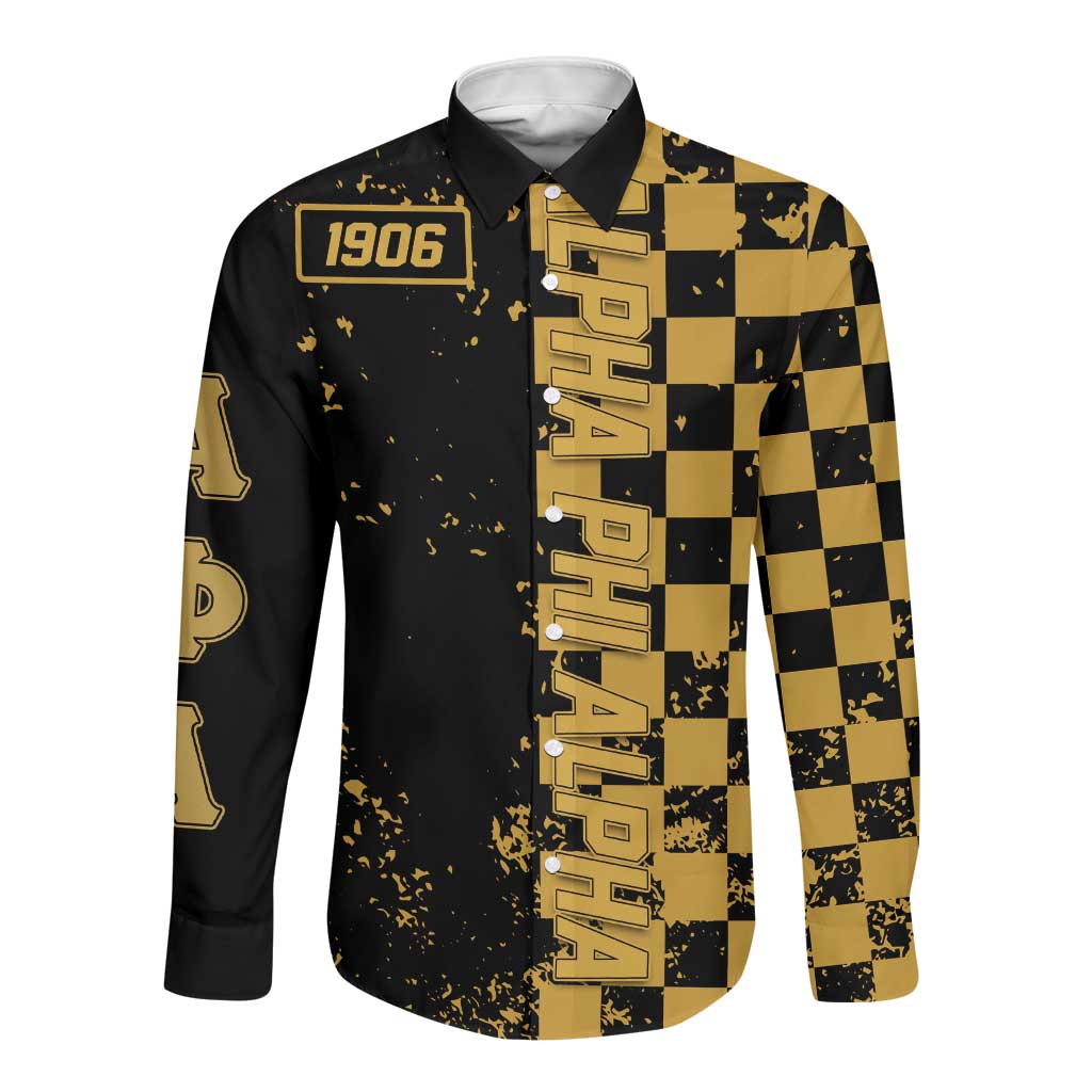 Alpha Phi Alpha Fraternity Caro Style Long Sleeve Button Shirt Classic College