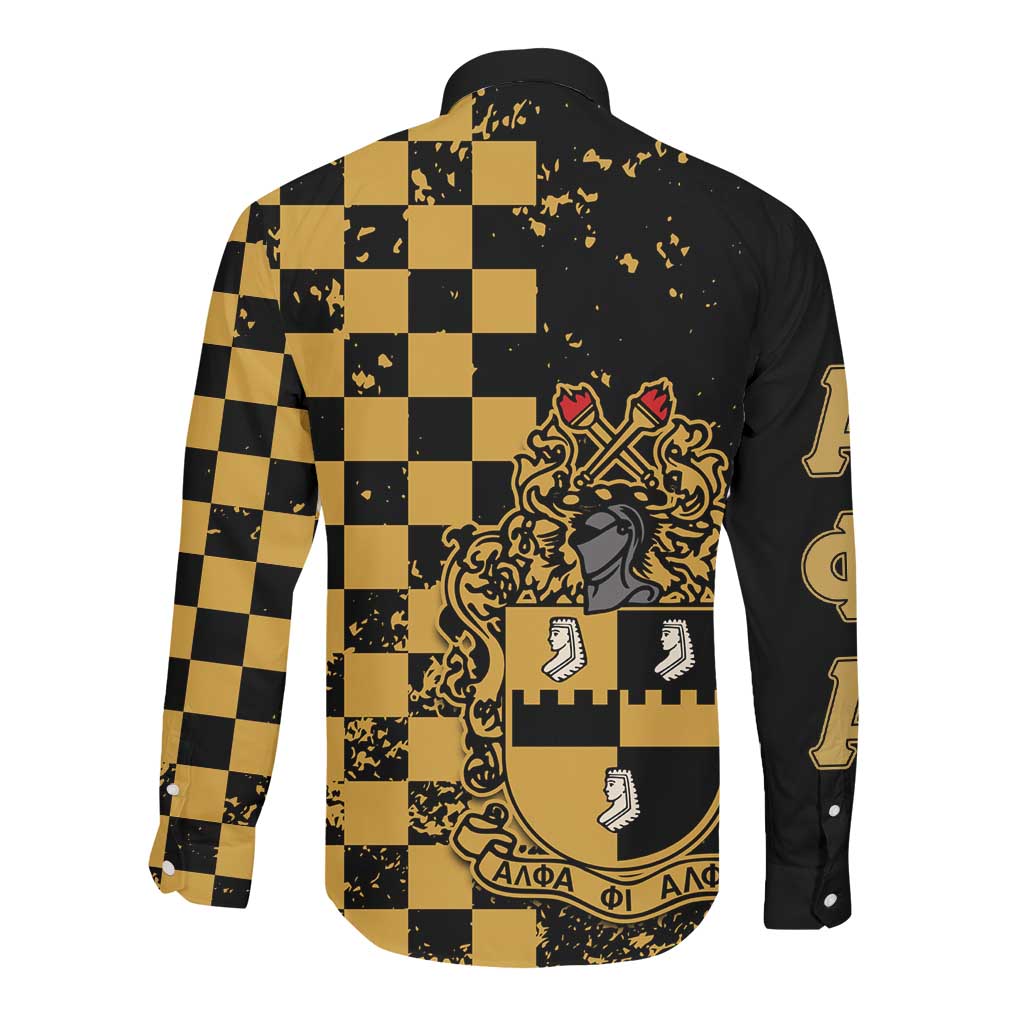 Alpha Phi Alpha Fraternity Caro Style Long Sleeve Button Shirt Classic College