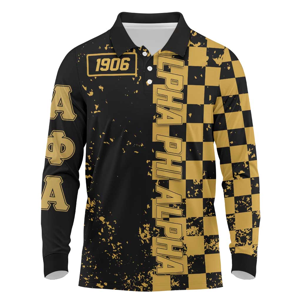 Alpha Phi Alpha Fraternity Caro Style Long Sleeve Polo Shirt Classic College