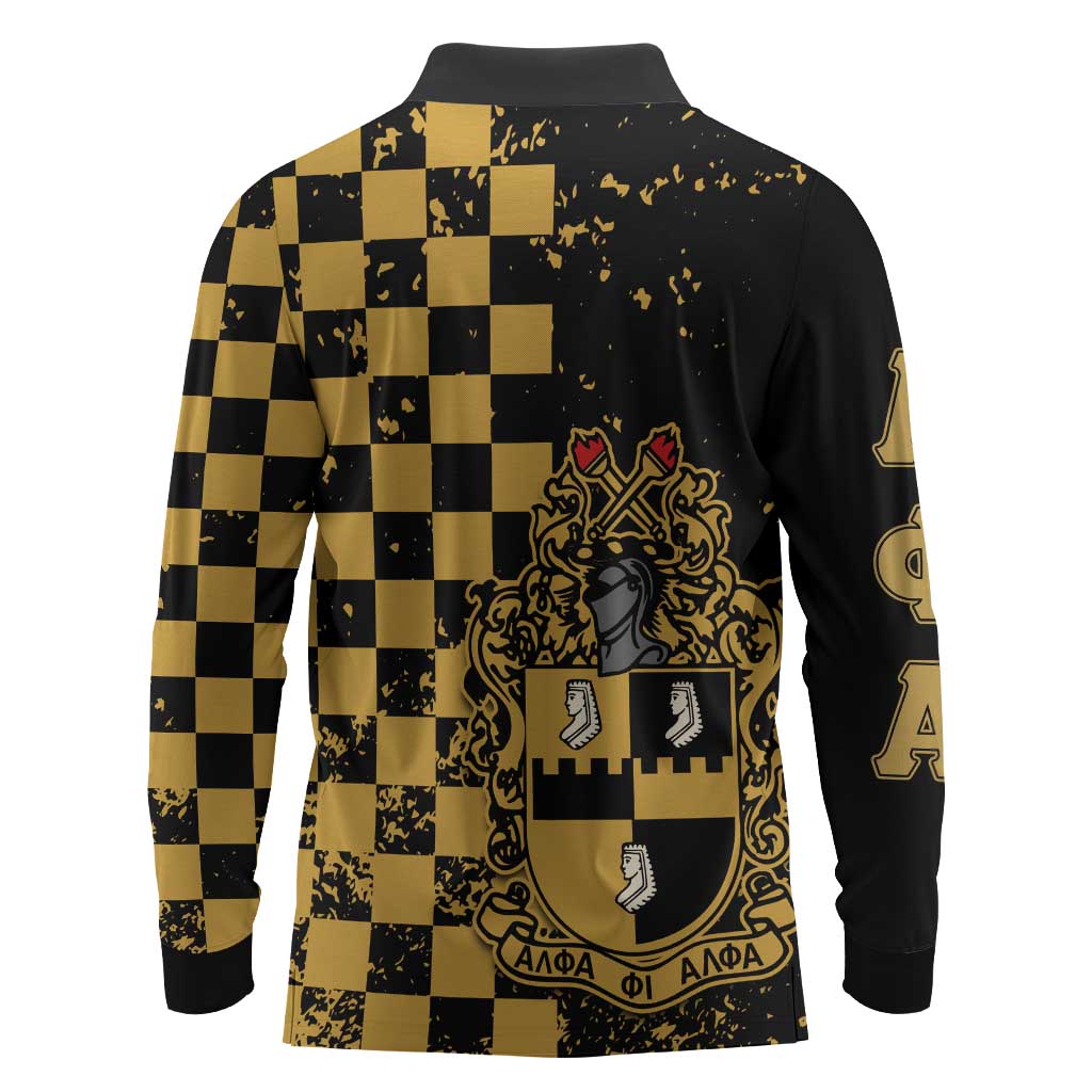 Alpha Phi Alpha Fraternity Caro Style Long Sleeve Polo Shirt Classic College