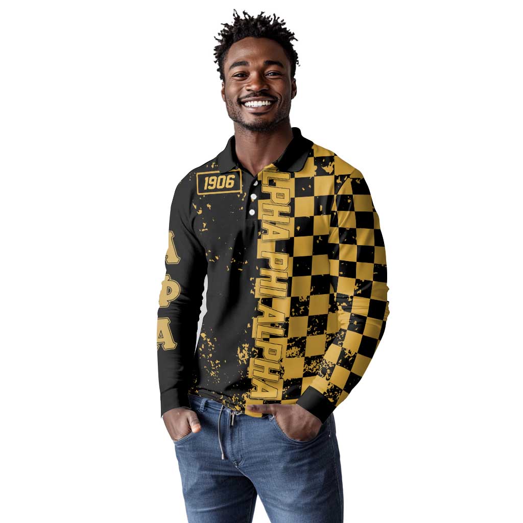 Alpha Phi Alpha Fraternity Caro Style Long Sleeve Polo Shirt Classic College