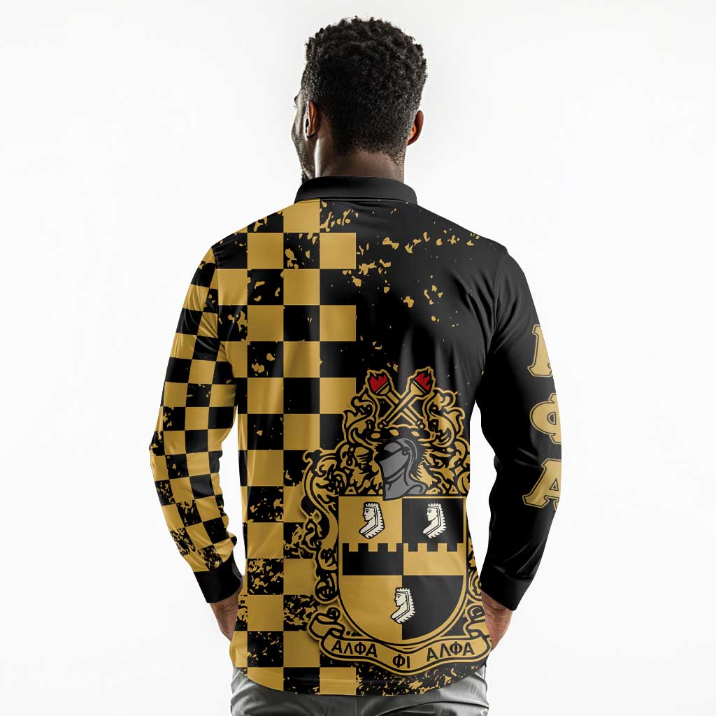 Alpha Phi Alpha Fraternity Caro Style Long Sleeve Polo Shirt Classic College