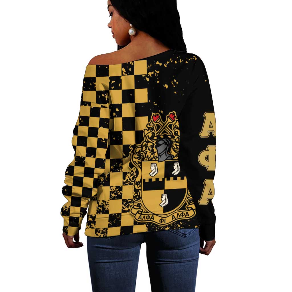 Alpha Phi Alpha Fraternity Caro Style Off Shoulder Sweater Classic College