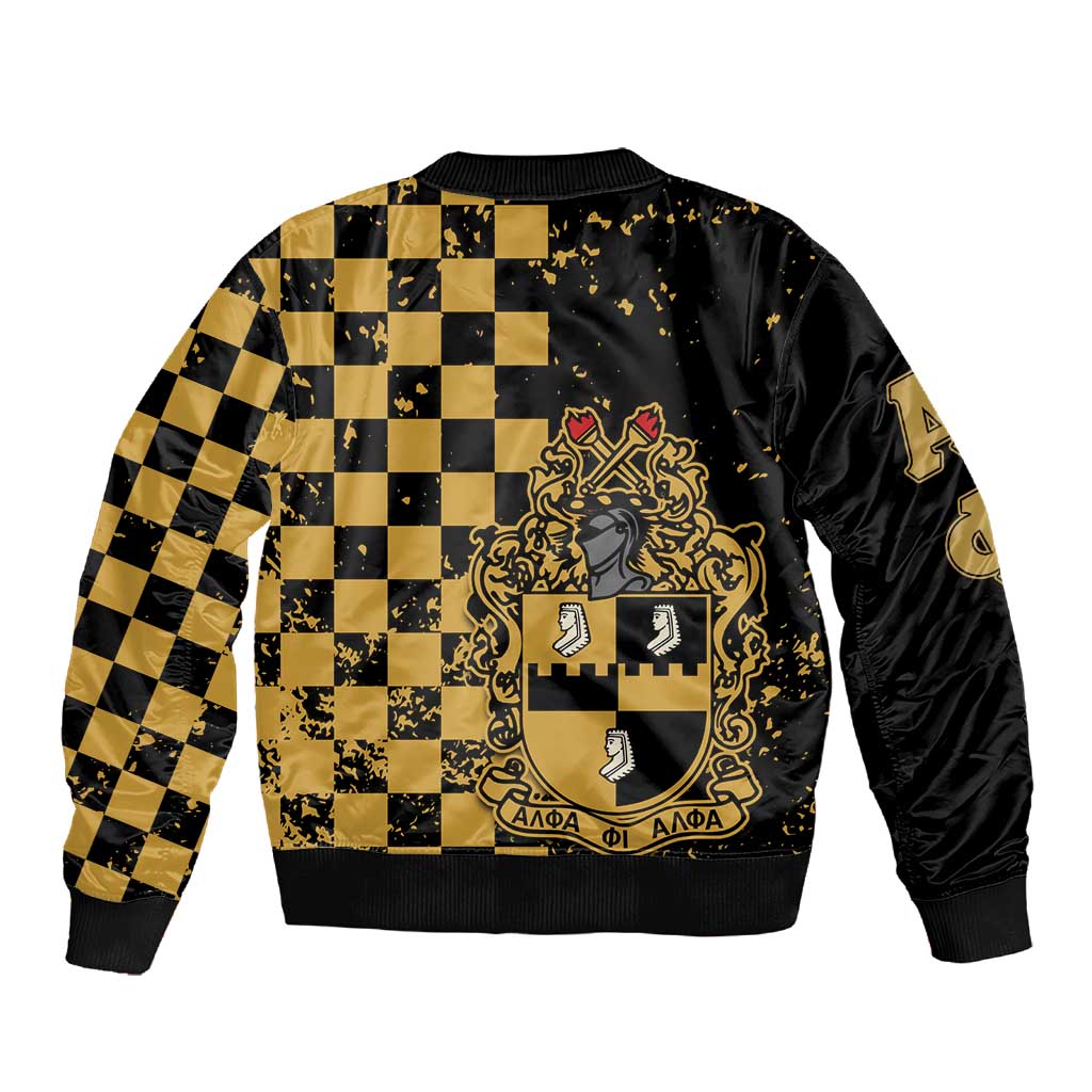 Alpha Phi Alpha Fraternity Caro Style Sleeve Zip Bomber Jacket Classic College
