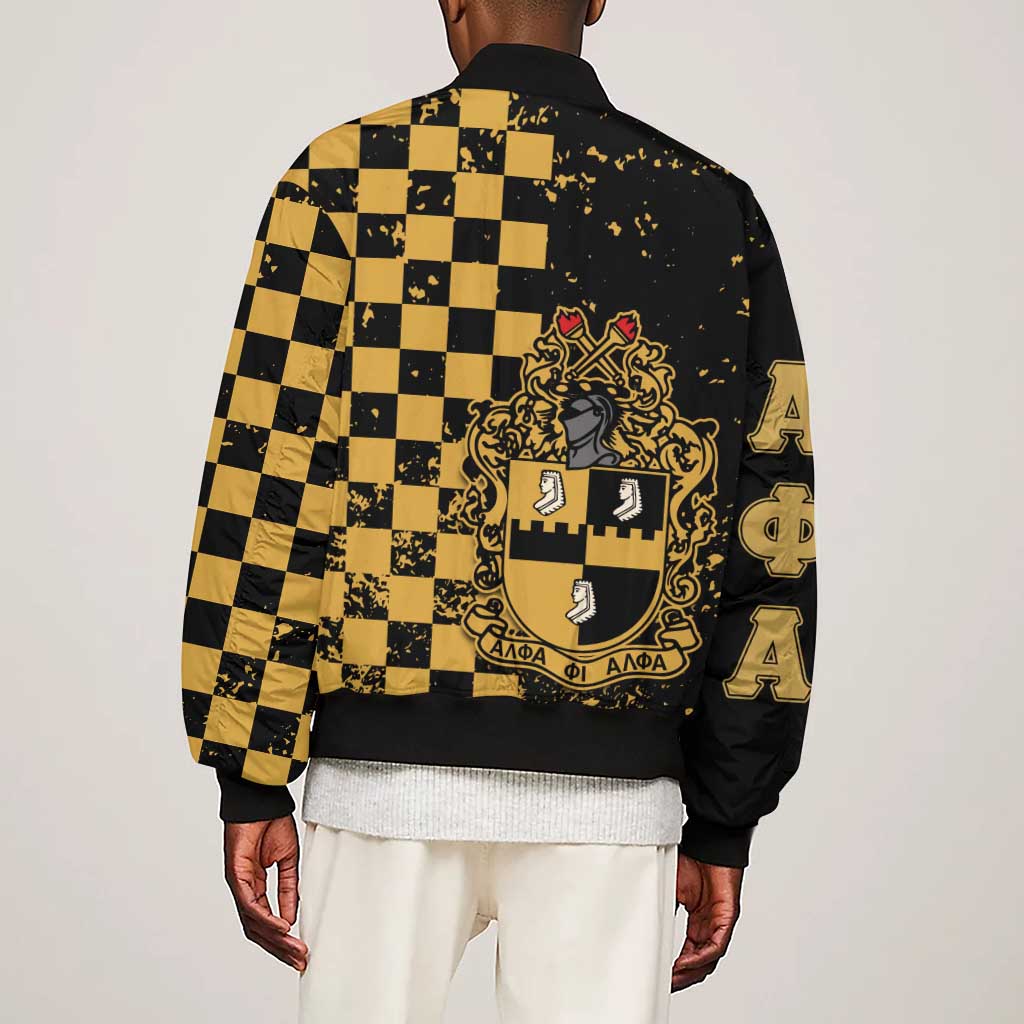 Alpha Phi Alpha Fraternity Caro Style Sleeve Zip Bomber Jacket Classic College
