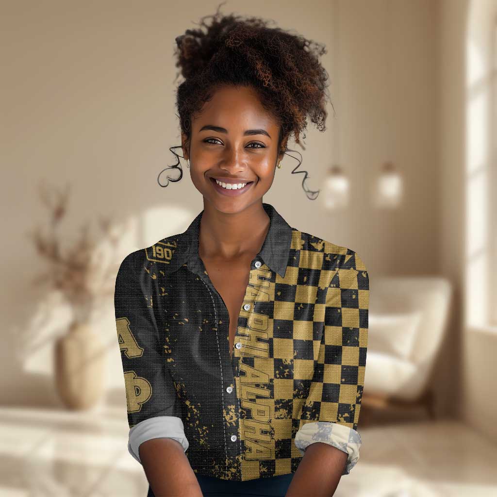 Alpha Phi Alpha Fraternity Caro Style Women Casual Shirt Classic College