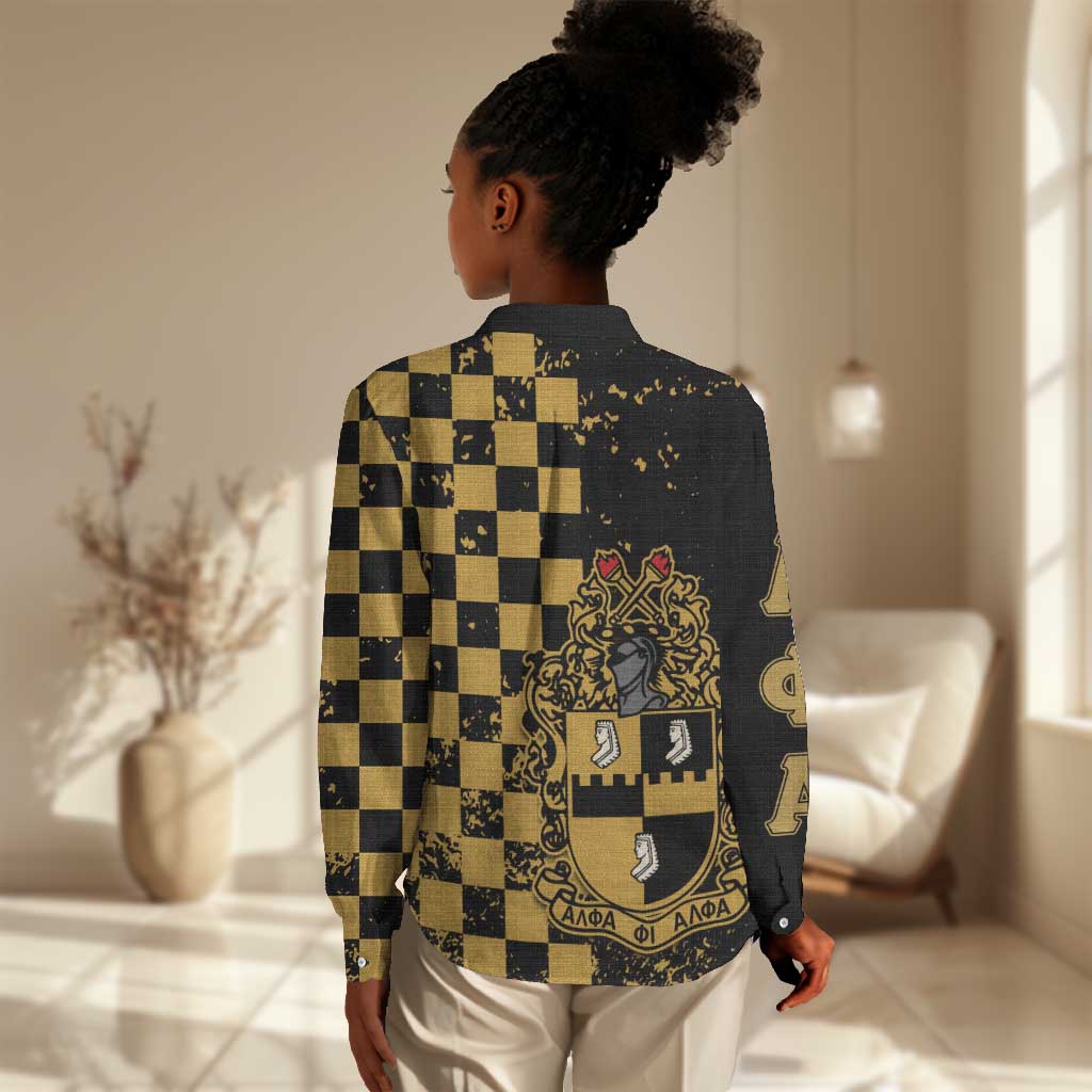 Alpha Phi Alpha Fraternity Caro Style Women Casual Shirt Classic College