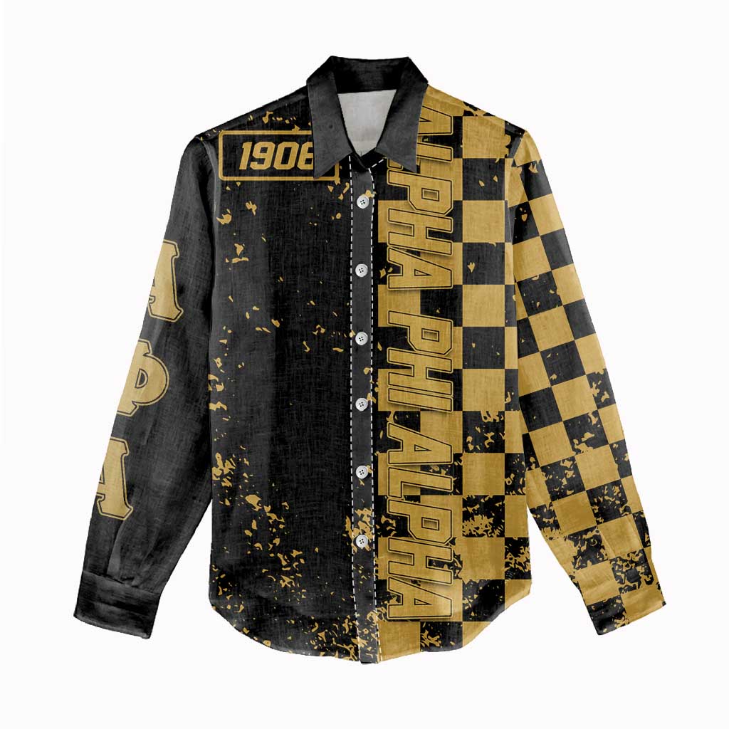 Alpha Phi Alpha Fraternity Caro Style Women Casual Shirt Classic College
