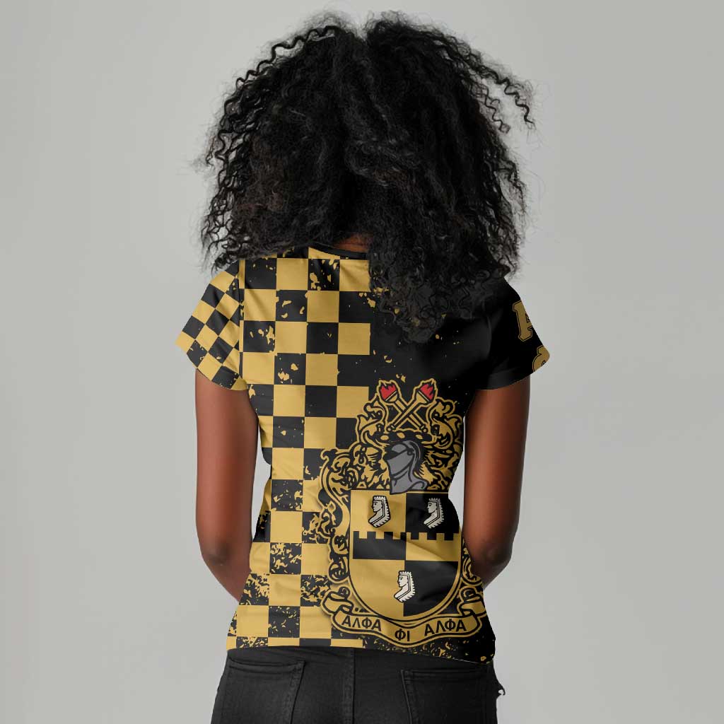 Alpha Phi Alpha Fraternity Caro Style Women V-Neck T-Shirt Classic College