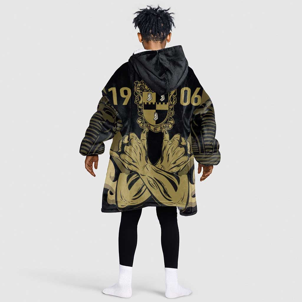 Alpha Phi Alpha Pullover With Embroidered Greek Kid Wearable Blanket Hoodie Fraternity Pride