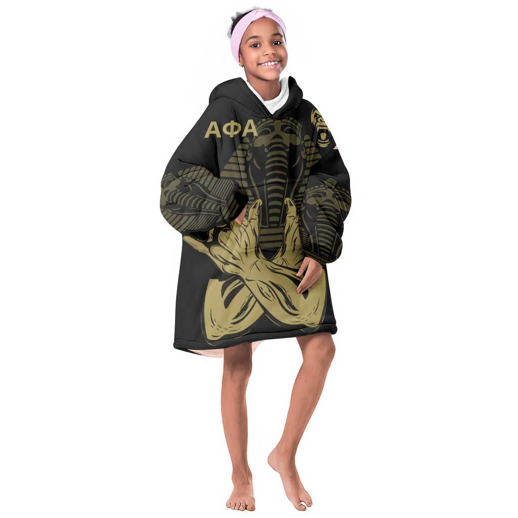 Alpha Phi Alpha Pullover With Embroidered Greek Kid Wearable Blanket Hoodie Fraternity Pride