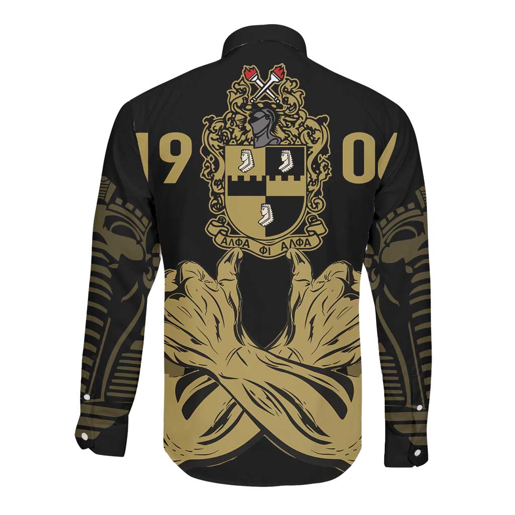 Alpha Phi Alpha Pullover With Embroidered Greek Long Sleeve Button Shirt Fraternity Pride
