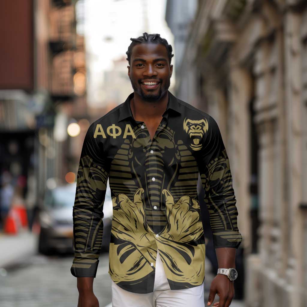 Alpha Phi Alpha Pullover With Embroidered Greek Long Sleeve Button Shirt Fraternity Pride