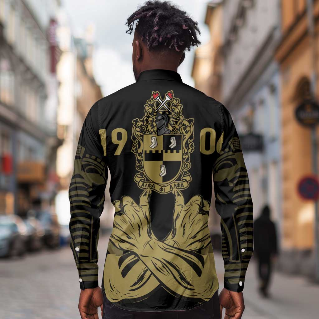 Alpha Phi Alpha Pullover With Embroidered Greek Long Sleeve Button Shirt Fraternity Pride
