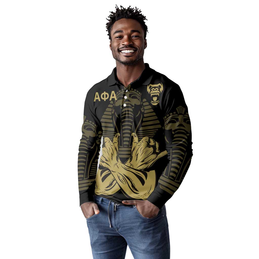 Alpha Phi Alpha Pullover With Embroidered Greek Long Sleeve Polo Shirt Fraternity Pride