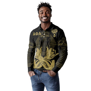 Alpha Phi Alpha Pullover With Embroidered Greek Long Sleeve Polo Shirt Fraternity Pride