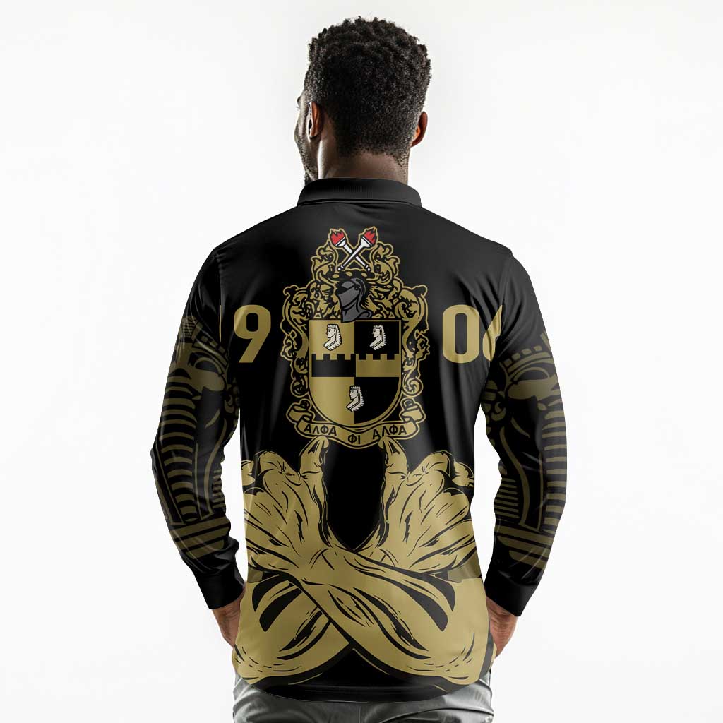 Alpha Phi Alpha Pullover With Embroidered Greek Long Sleeve Polo Shirt Fraternity Pride