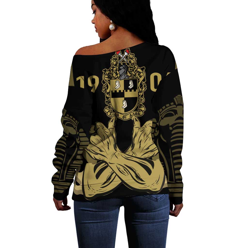 Alpha Phi Alpha Pullover With Embroidered Greek Off Shoulder Sweater Fraternity Pride