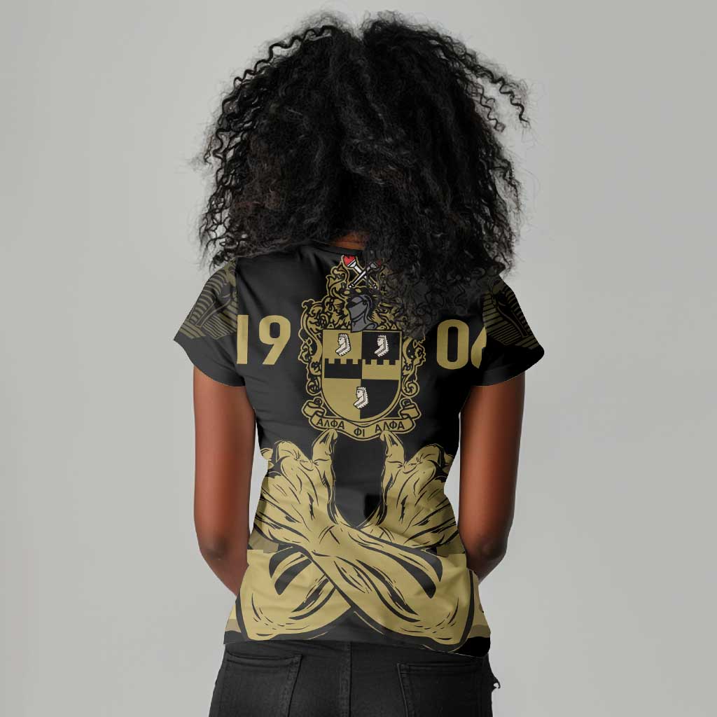 Alpha Phi Alpha Pullover With Embroidered Greek Women V-Neck T-Shirt Fraternity Pride