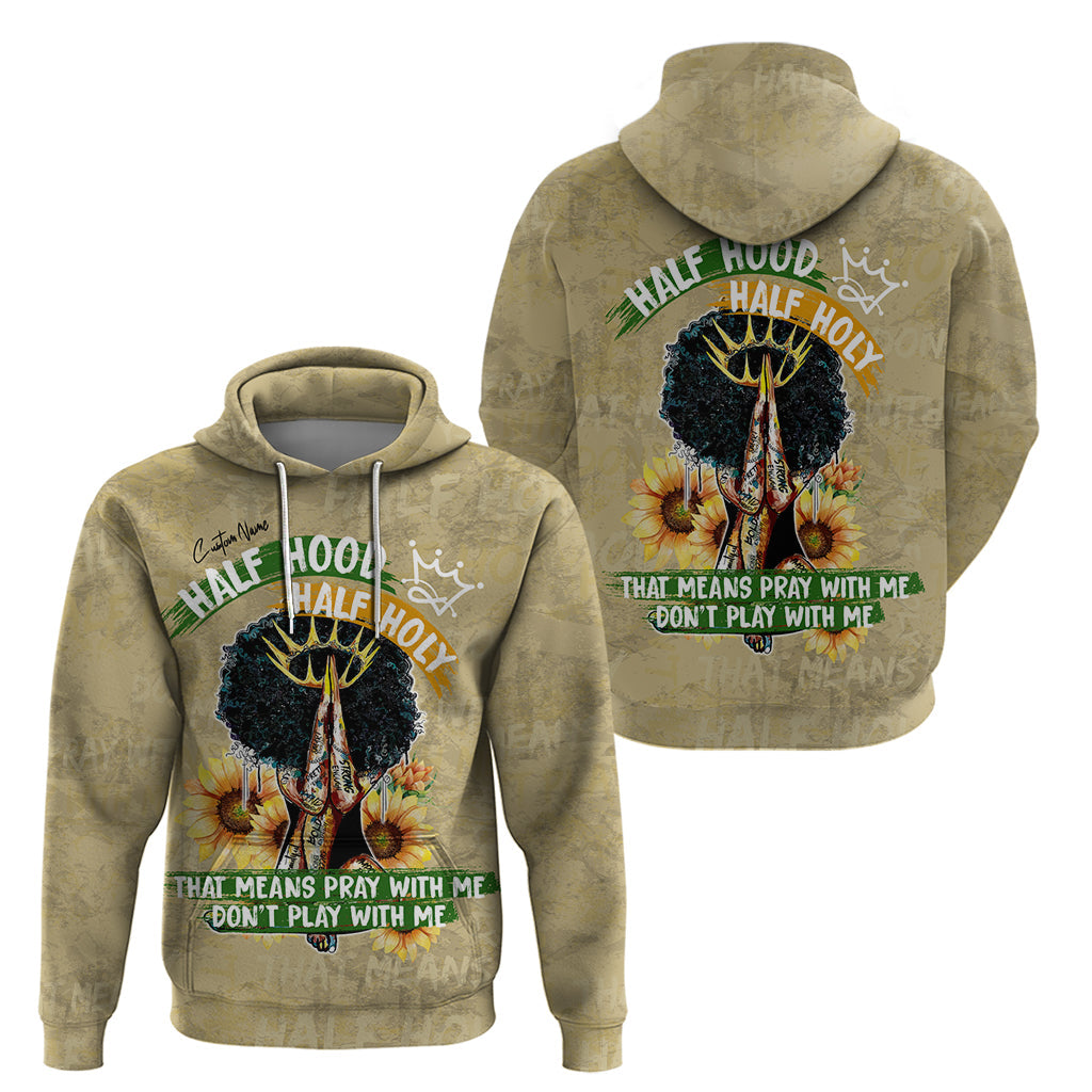 Personalized African Women Hoodie Half Hood Half Holy - Afroprintwear