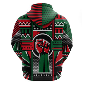 Power Fist And Patterns In Pan African Hoodie - Afroprintwear