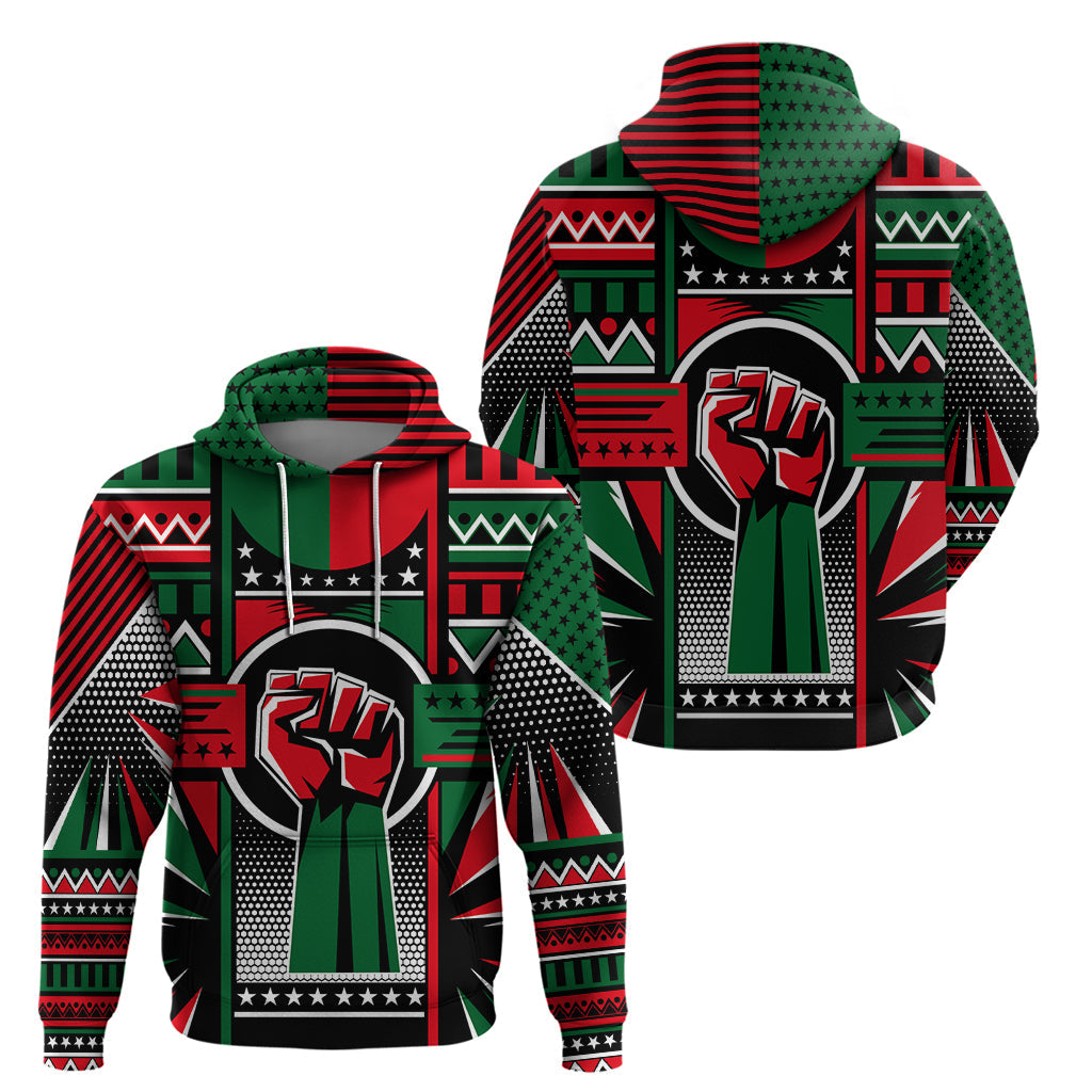 Power Fist And Patterns In Pan African Hoodie - Afroprintwear