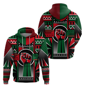 Power Fist And Patterns In Pan African Hoodie - Afroprintwear