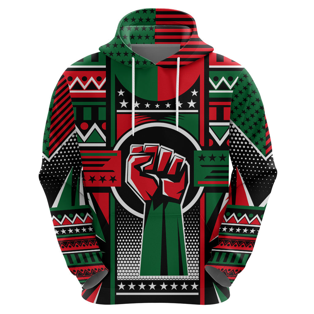 Power Fist And Patterns In Pan African Hoodie - Afroprintwear