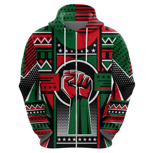Power Fist And Patterns In Pan African Hoodie - Afroprintwear
