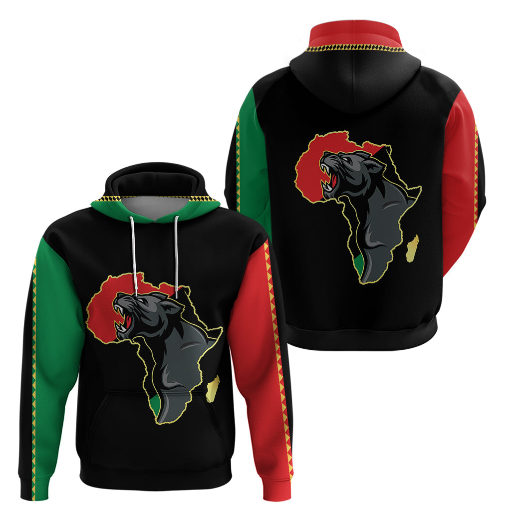 Powerful Panther Africa Hoodie Map Africa - Afroprintwear