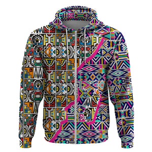 African Ndebele Pattern Hoodie - Afroprintwear