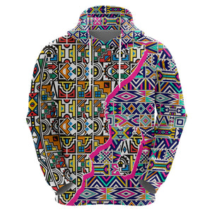 African Ndebele Pattern Hoodie - Afroprintwear