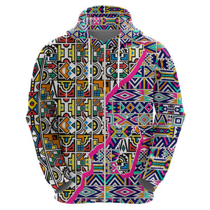 African Ndebele Pattern Hoodie - Afroprintwear