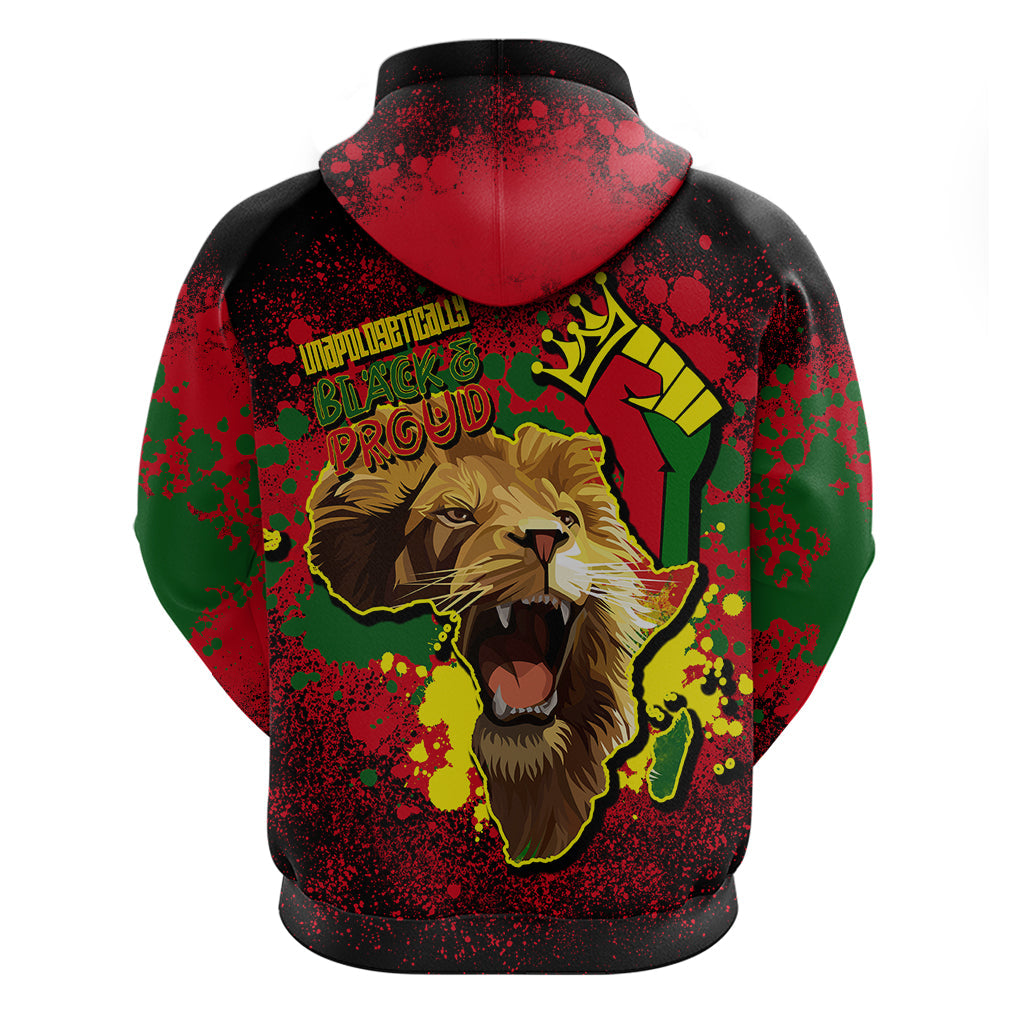 Unapologetically Black and Proud Hoodie Africa Map with Lion - Afroprintwear